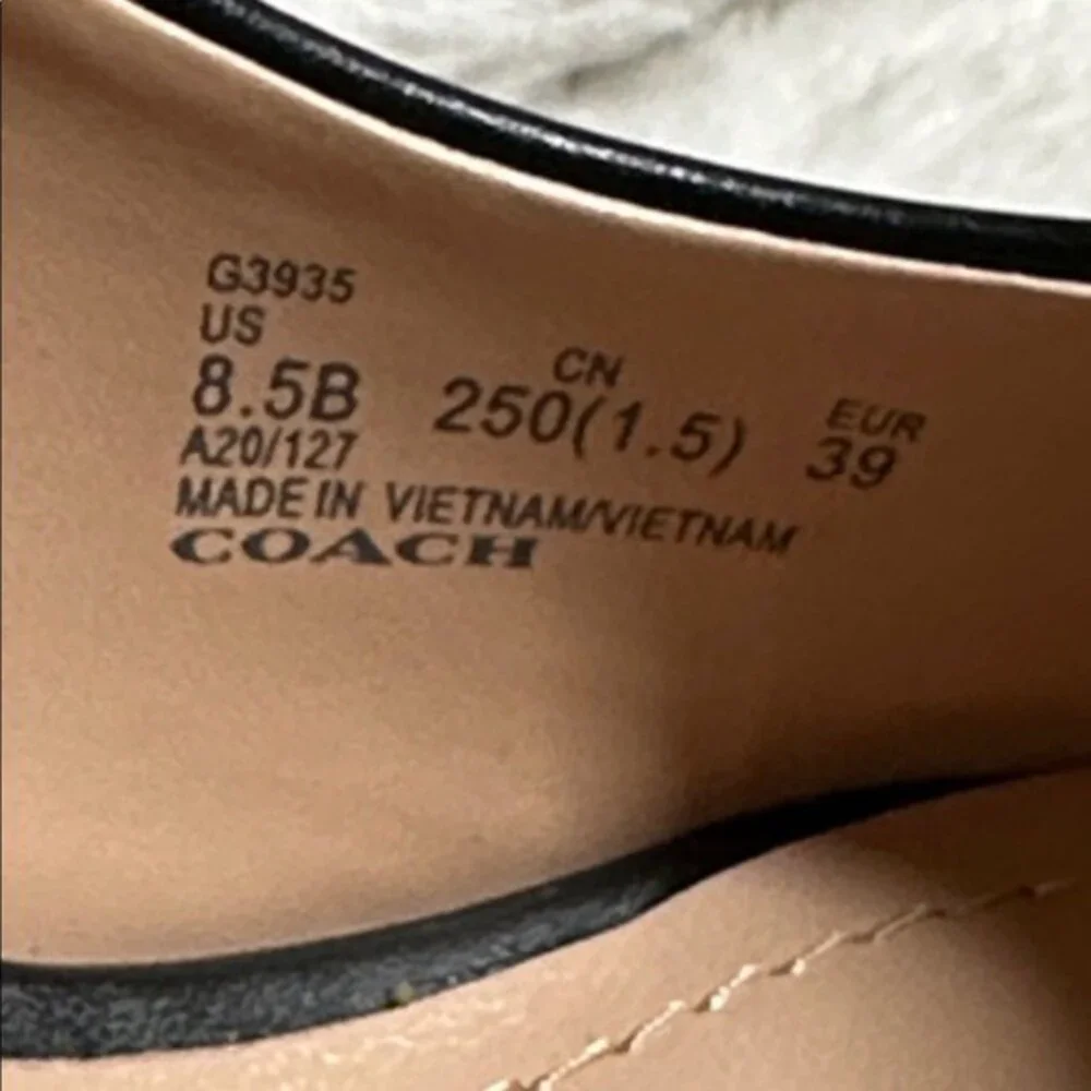 Coach Waverly Beadchain Leather Heels Black Gold Shoes - Picture 8 of 16